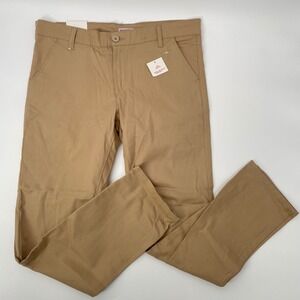 NWT Bastion Trail Men Khaki Stretch Cotton Blend Chino Pant 34(38)x31 Flat Front